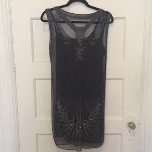 amazing vintage BEADED jazzage flapper sheer dress